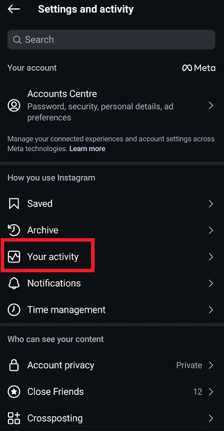 Go to your activity in settings _ mass delete Instagram posts