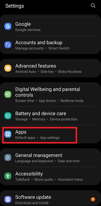 Locate the Instagram app by tapping on "Apps".