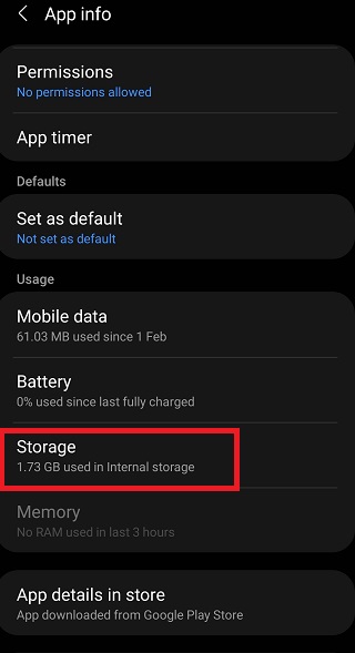 Tap on "Storage."