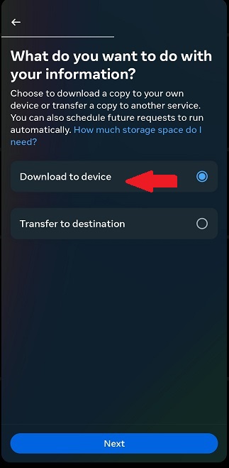 How to see who doesn’t follow you back on Instagram - Pick a location for your data to be transferred to.