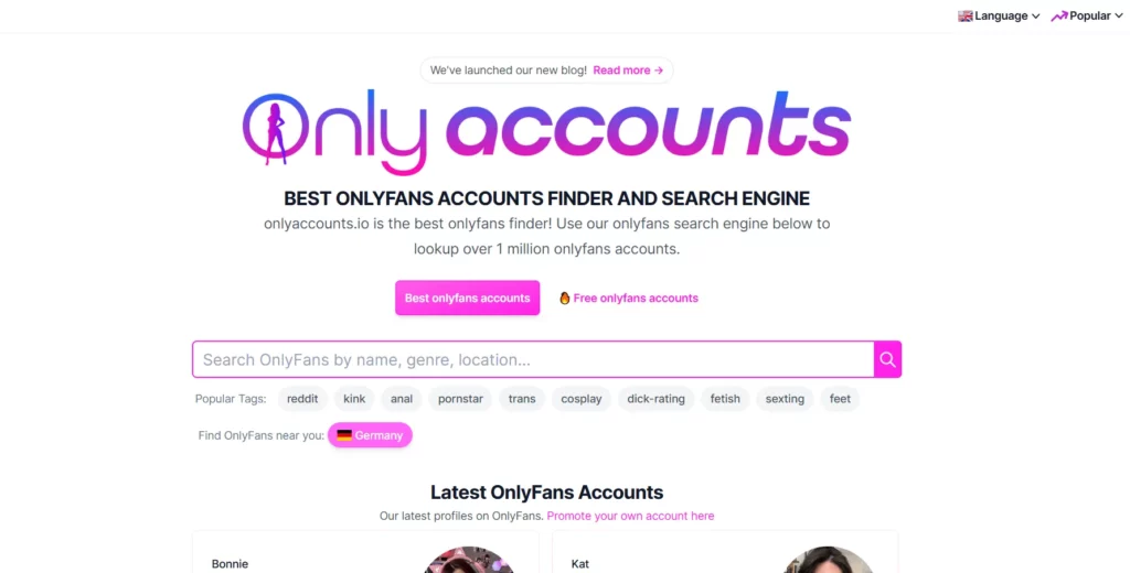 OnlyAccounts Search Engine