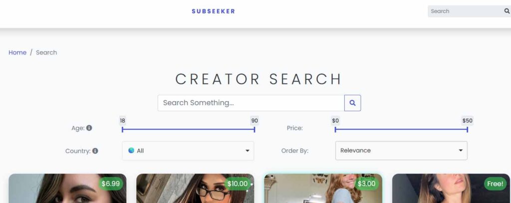 Subseeker OnlyFans search engine