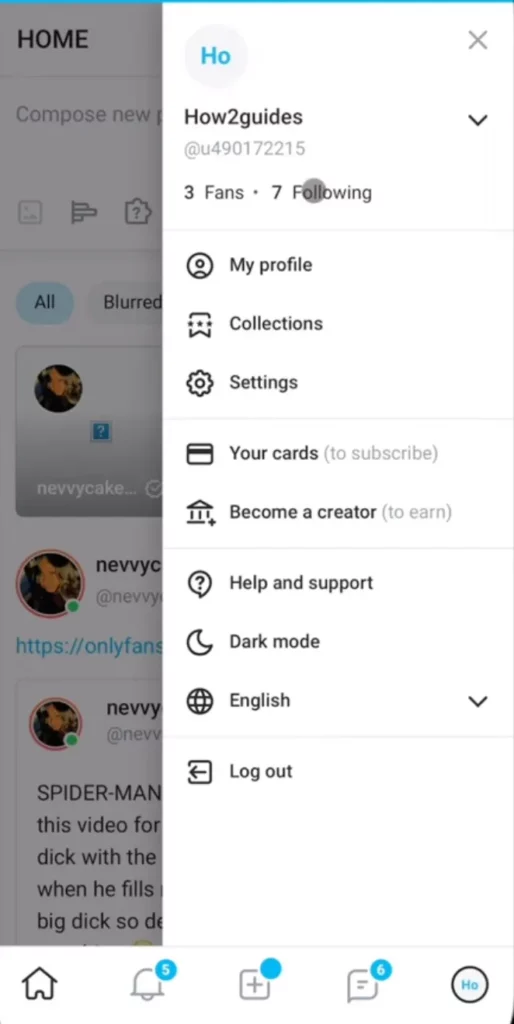 A photo of the Following tab on OnlyFans