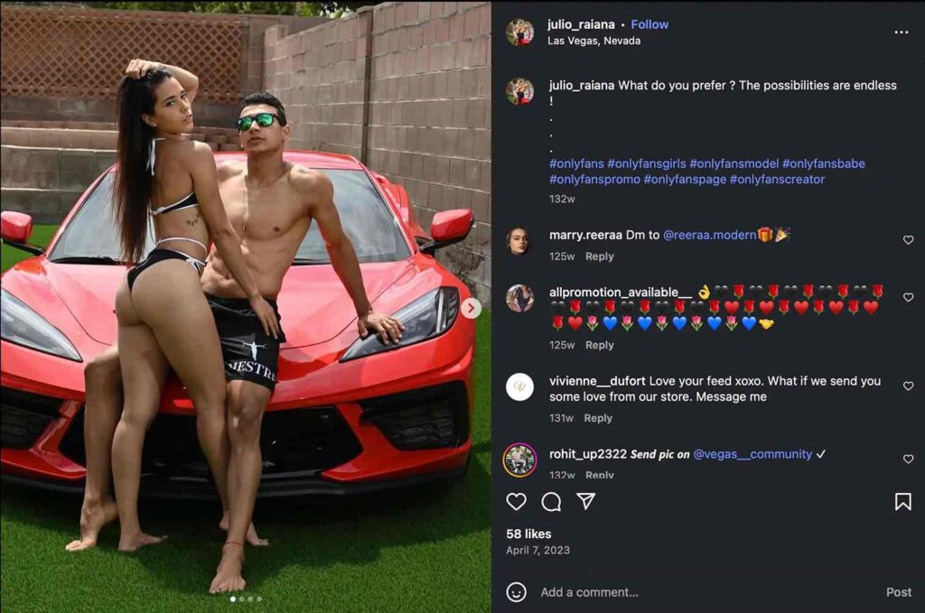 Julio and Raiana instagram post