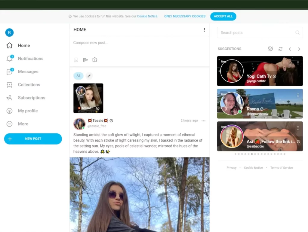 A screenshot of OnlyFans Homepage on Desktop