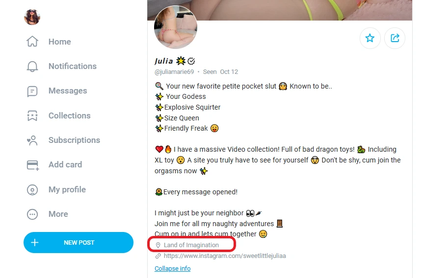 An OnlyFans account hiding her location