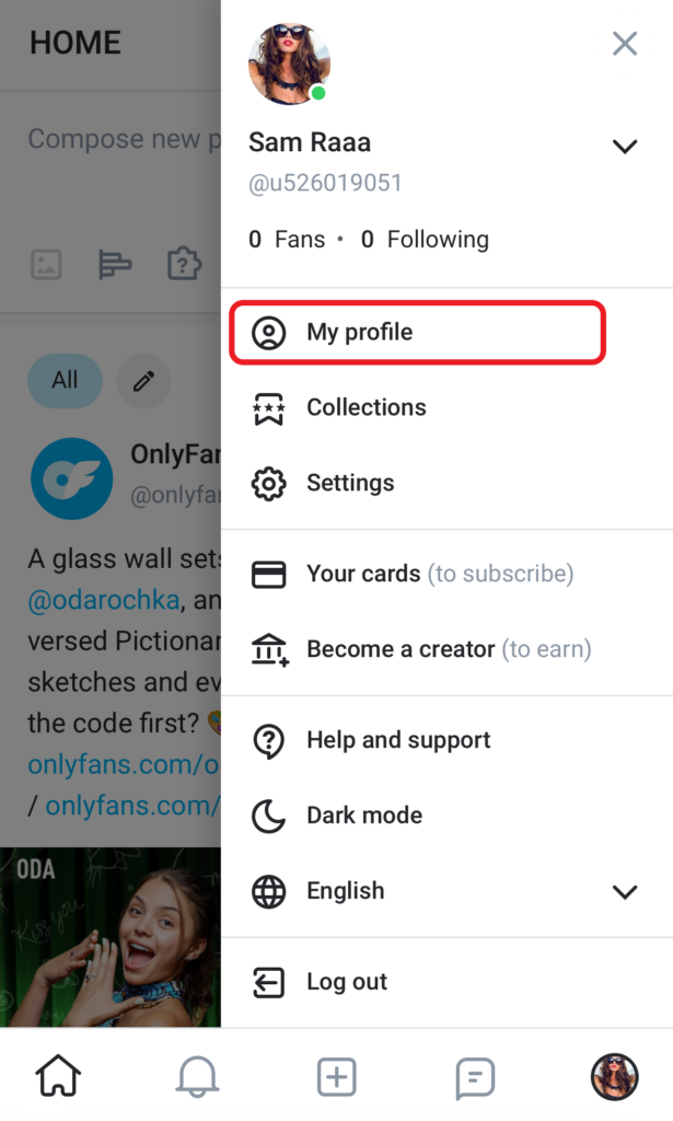deleting onlyfans account on iPhone step 1