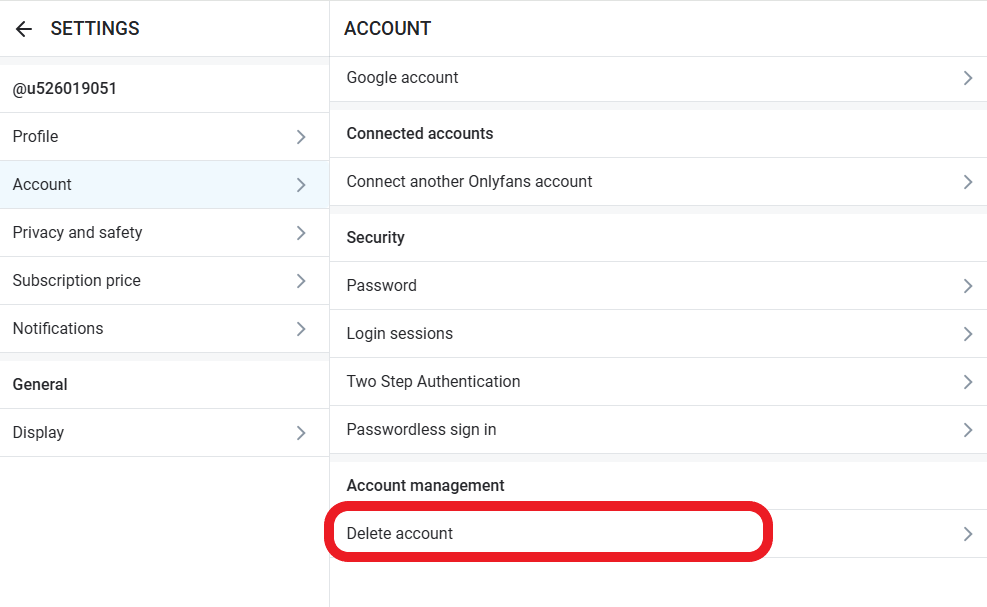 delete account under account management on OnlyFans