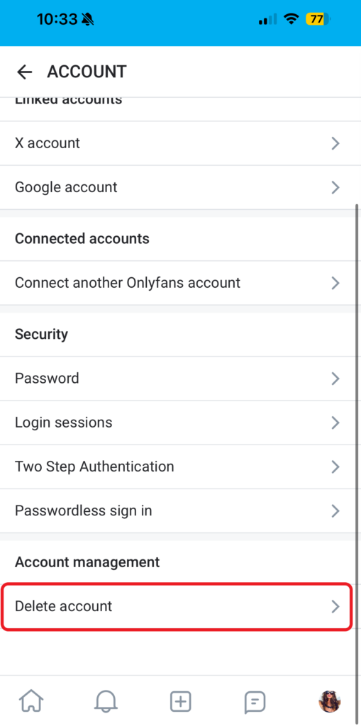 delete onlyfans account on iphone