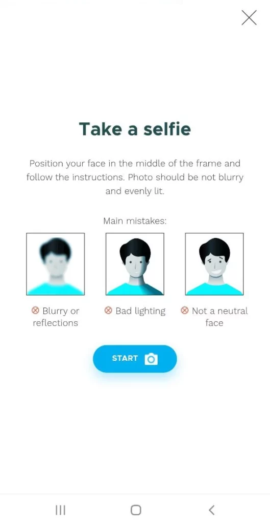 take a selfie for verification